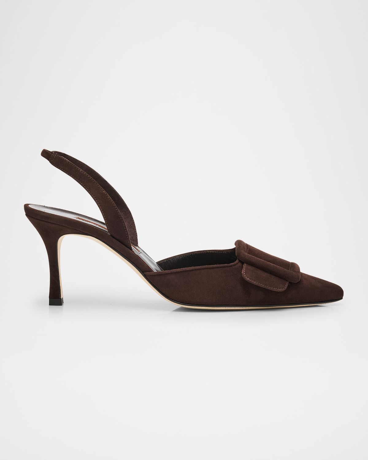 Manolo Blahnik Maysli Suede Buckle Halter Pumps