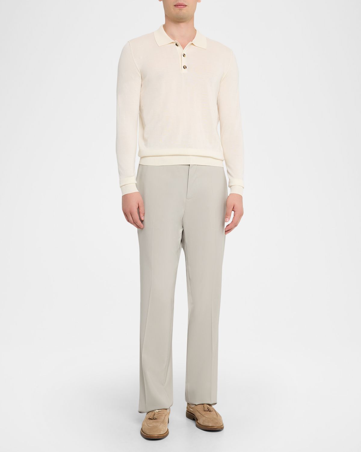 Isaia Men 's Wool-Silk Blend Polo Sweater