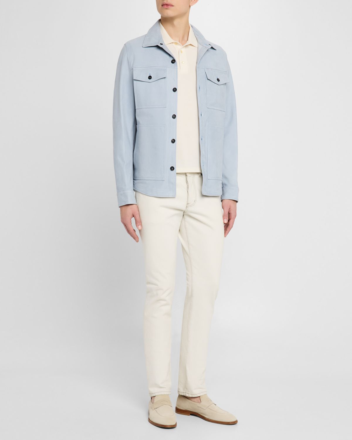 Isaia Men 's 4-Pocket Suede Overshirt