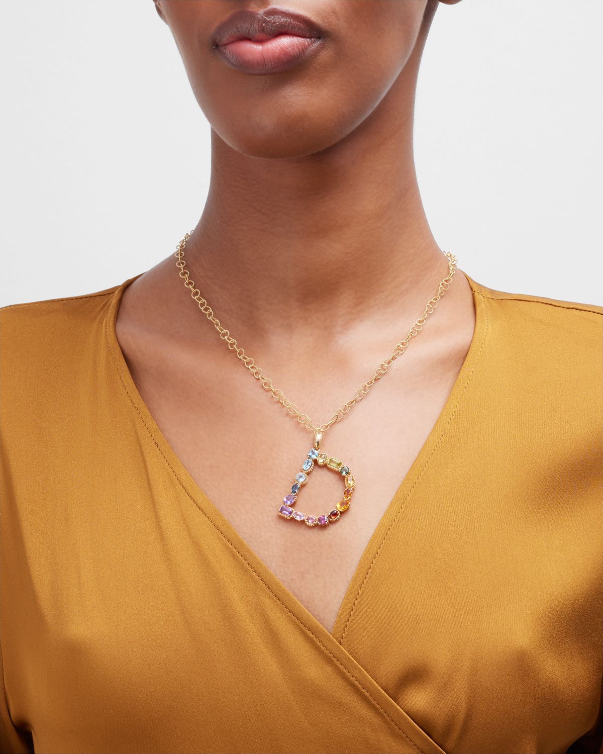 Dolce & Gabbana Yellow Gold Multi Fine Gem Charm, Letter D