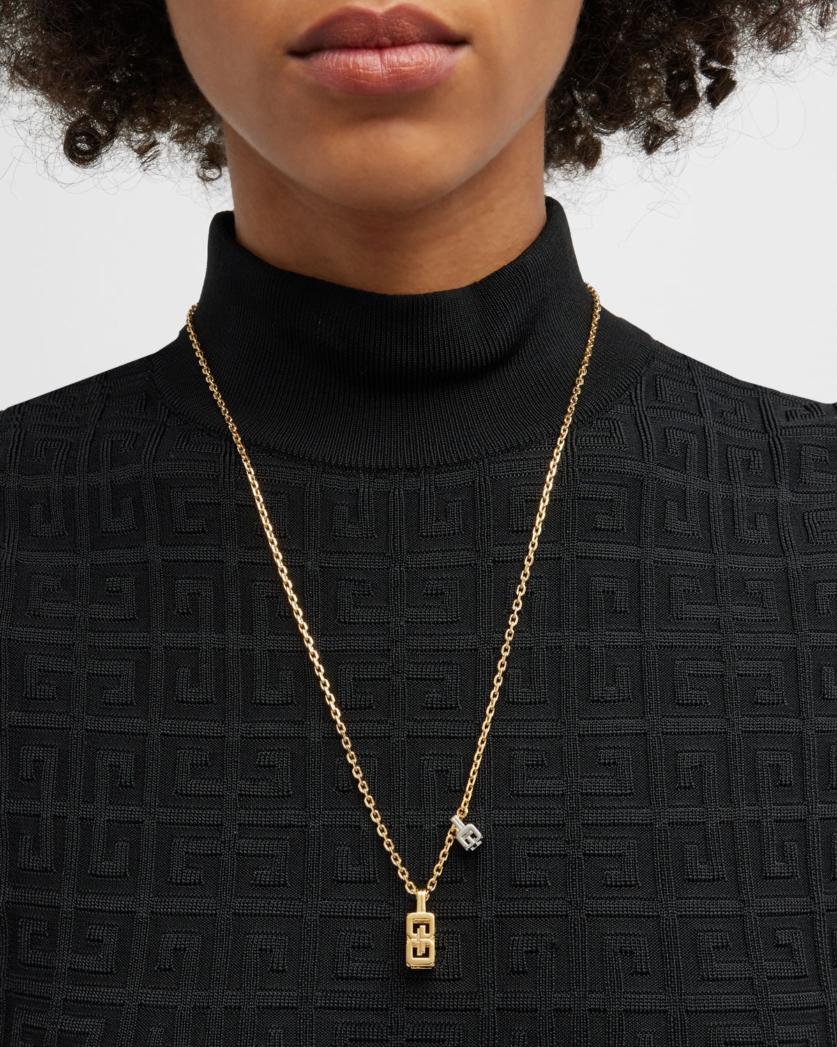 Givenchy G Cube Mixed Metal Pendant Necklace