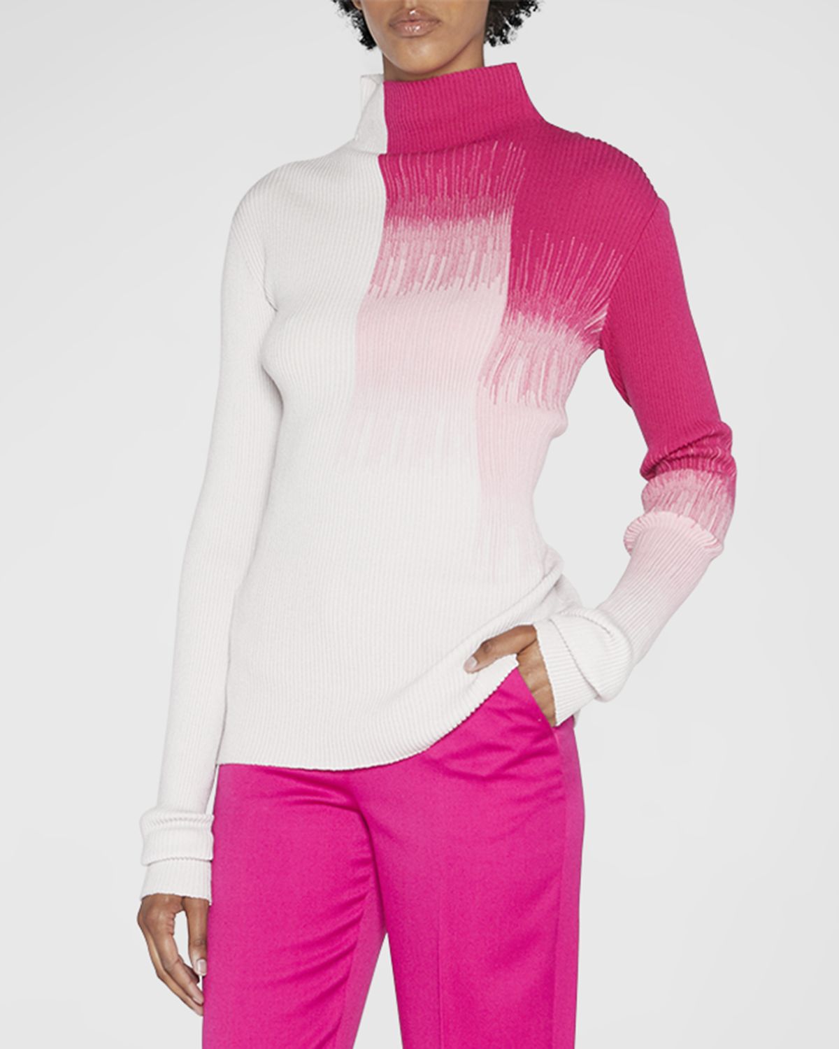 Giorgio Armani Ribbed Ombre Turtleneck Sweater