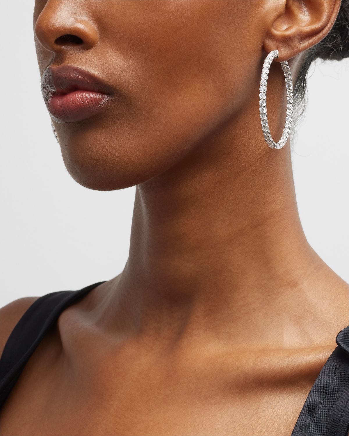 Neiman Marcus Lab Grown Diamonds Lab Grown Diamond 18K White Gold Round Hoop Earrings, 2"L, 9.75tcw