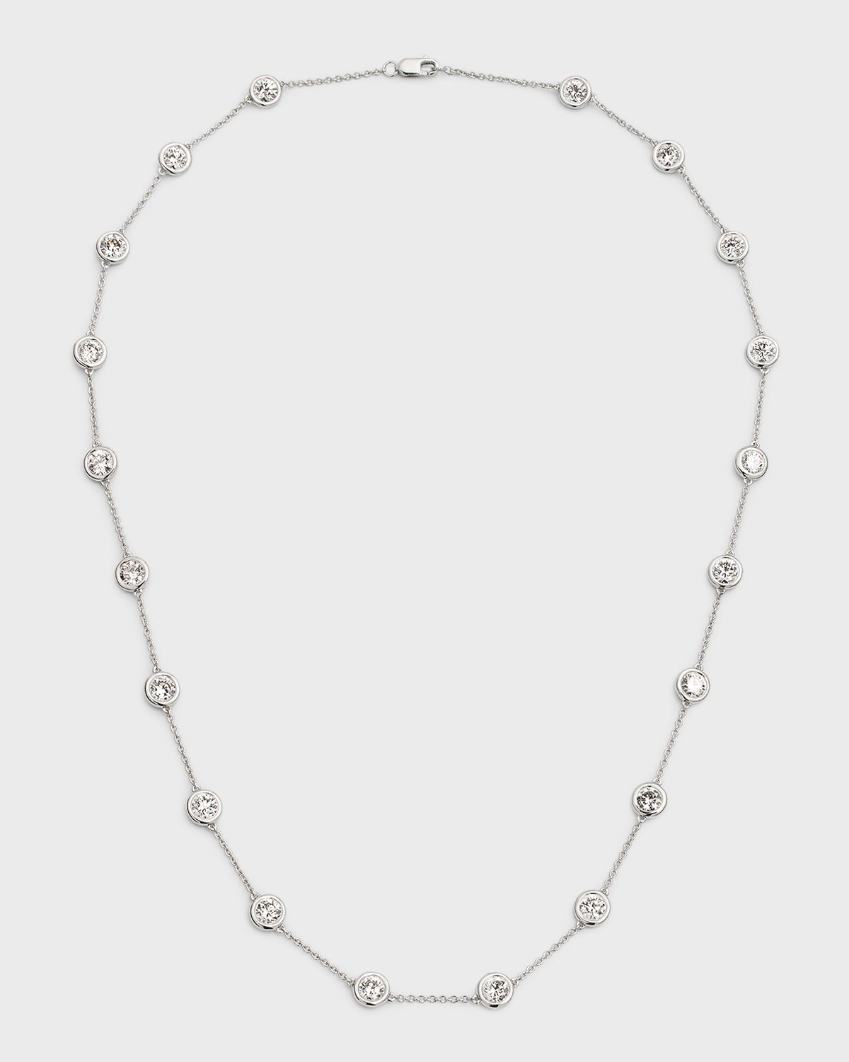 Neiman Marcus Lab Grown Diamonds 18K White Gold Round Lab Grown Diamond By-the-Yard Necklace, 18"L, 6.0tcw