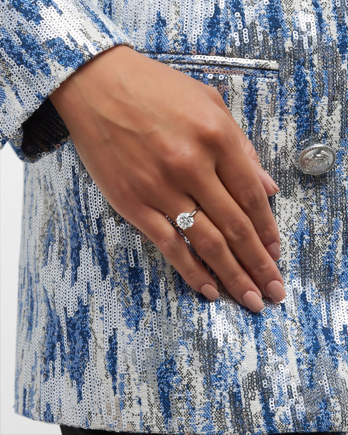 Neiman Marcus Lab Grown Diamonds Lab Grown Diamond Platinum Round Solitaire Ring, Size 6, 3.0tcw