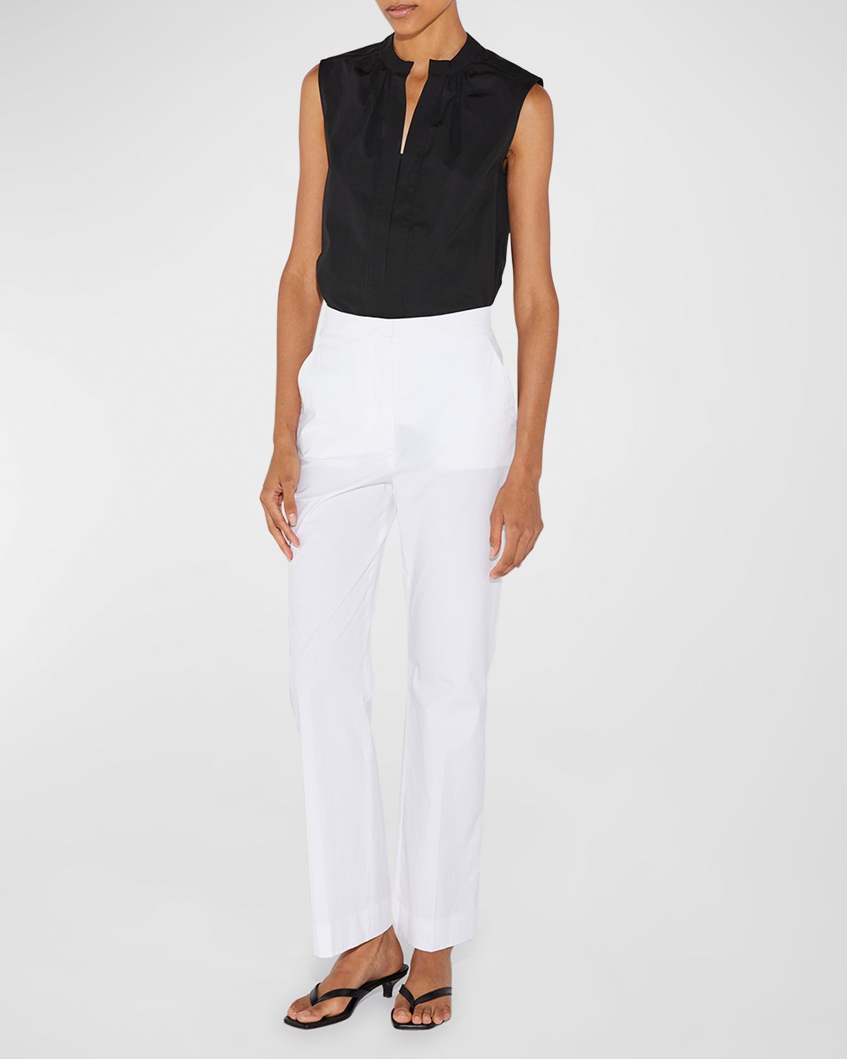 Callas Milano Olympia Ruched Sleeveless Cotton Blouse | Thumbnail 4 Callas Milano Olympia Ruched Sleeveless Cotton Blouse | Thumbnail 4