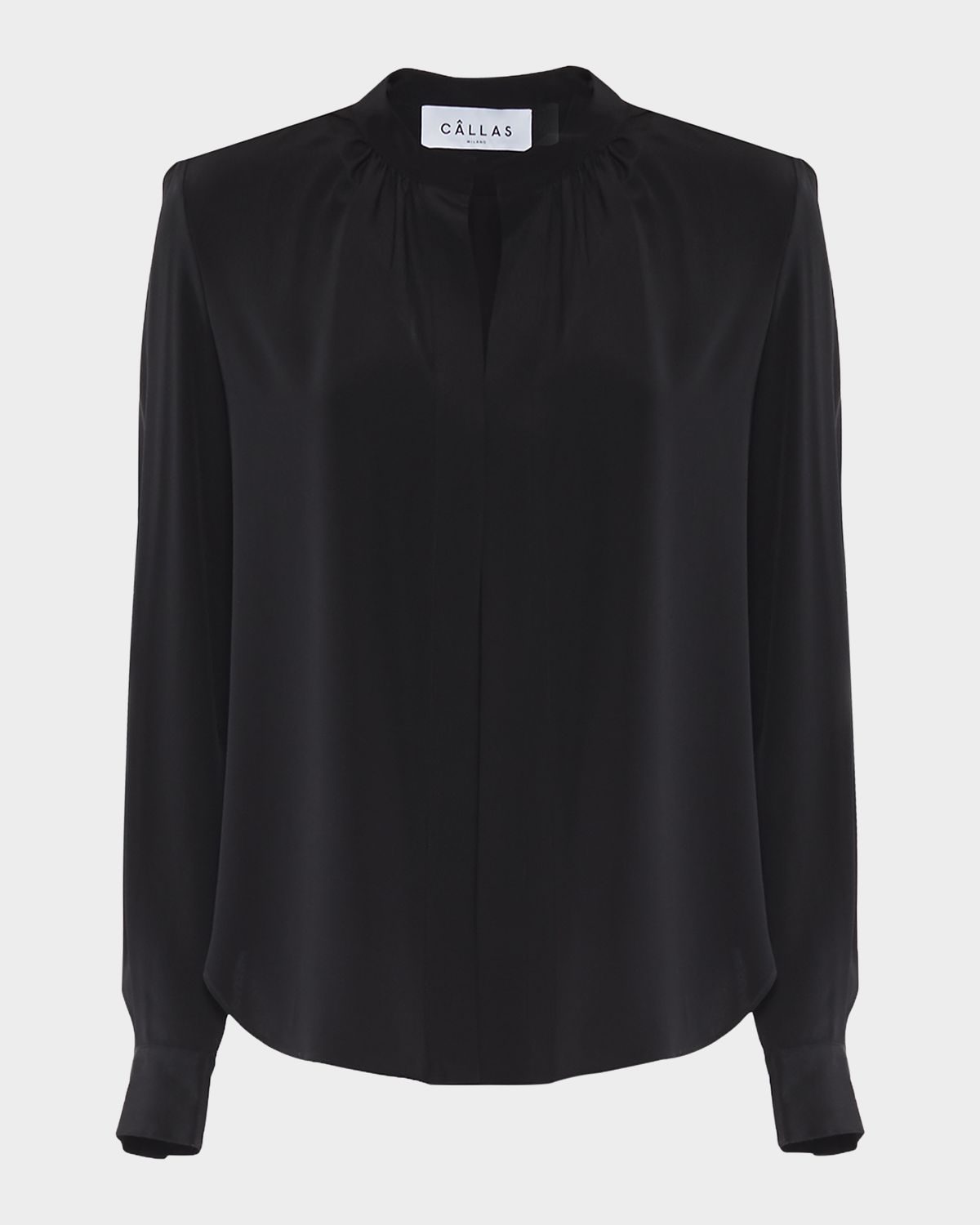 CALLAS Milano Olympia Ruched Long-Sleeve Cotton Blouse
