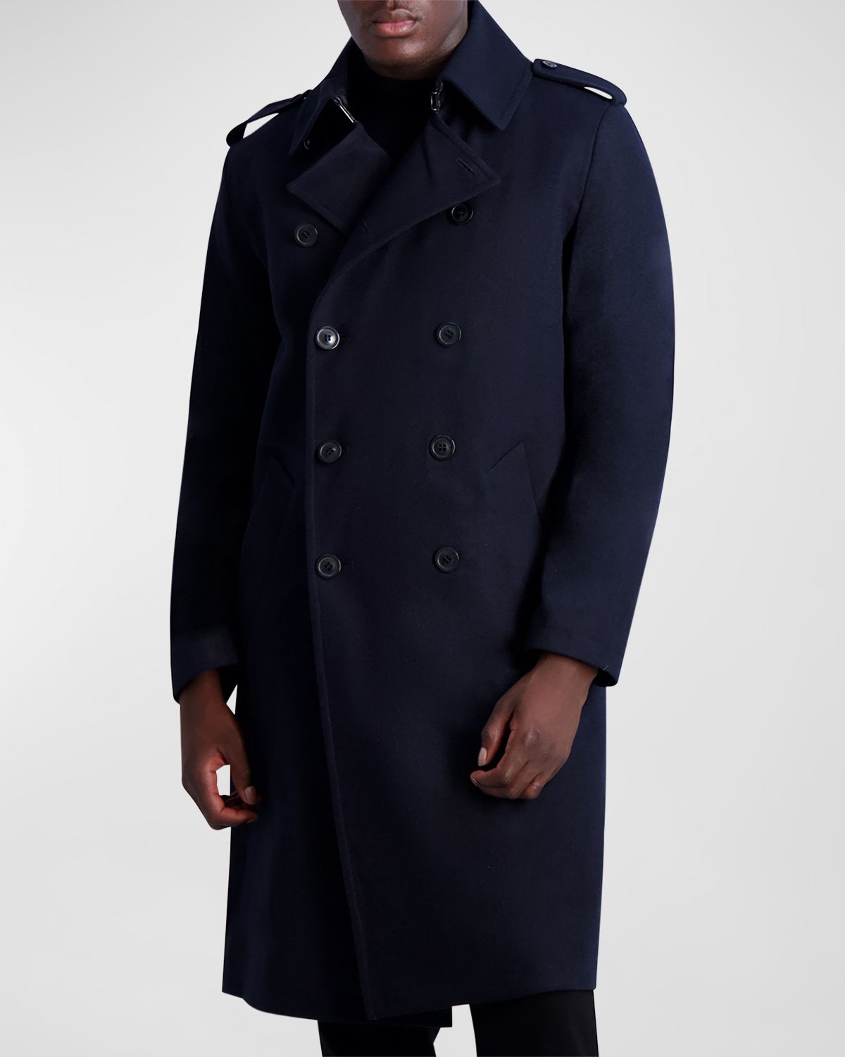 Karl Lagerfeld Paris Men 's Wool Trench Coat