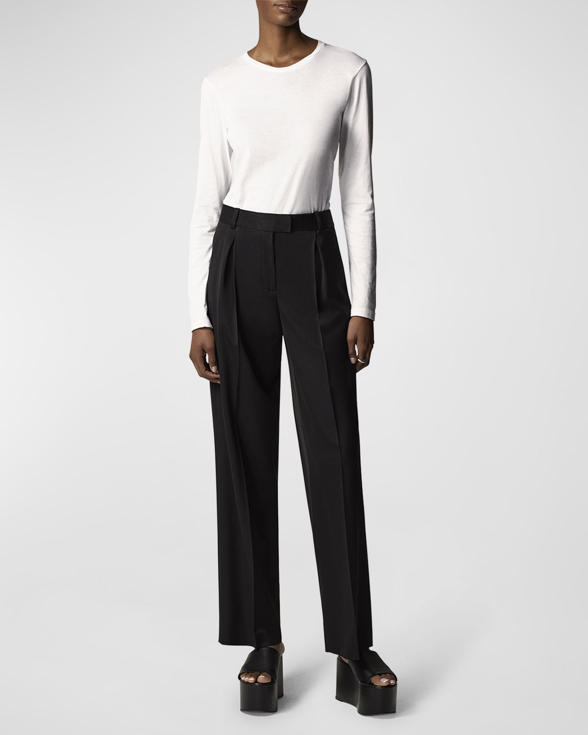 Another Tomorrow Cotton Long Sleeve Tee