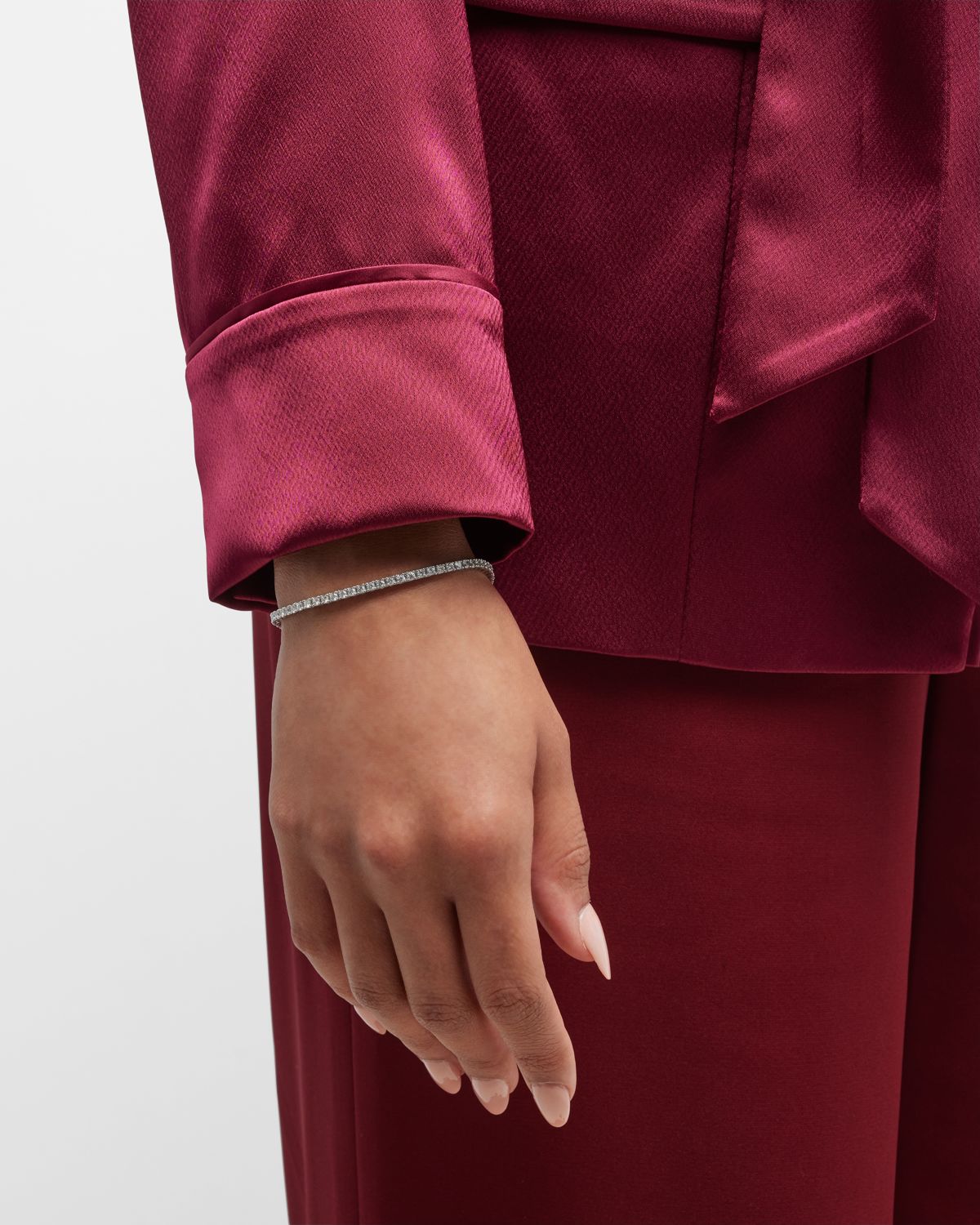 Neiman Marcus Diamonds 18K White Gold Round Diamond Bracelet, 7"L, 3.0tcw