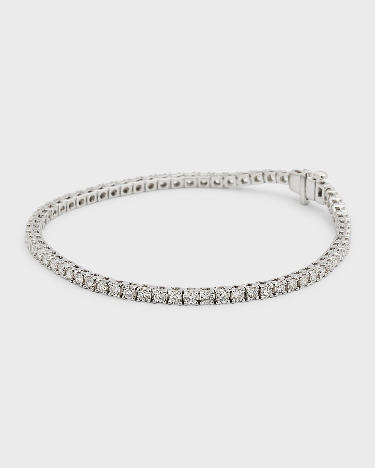 Neiman Marcus Diamonds 18K White Gold Round Diamond Bracelet, 7"L, 3.0tcw