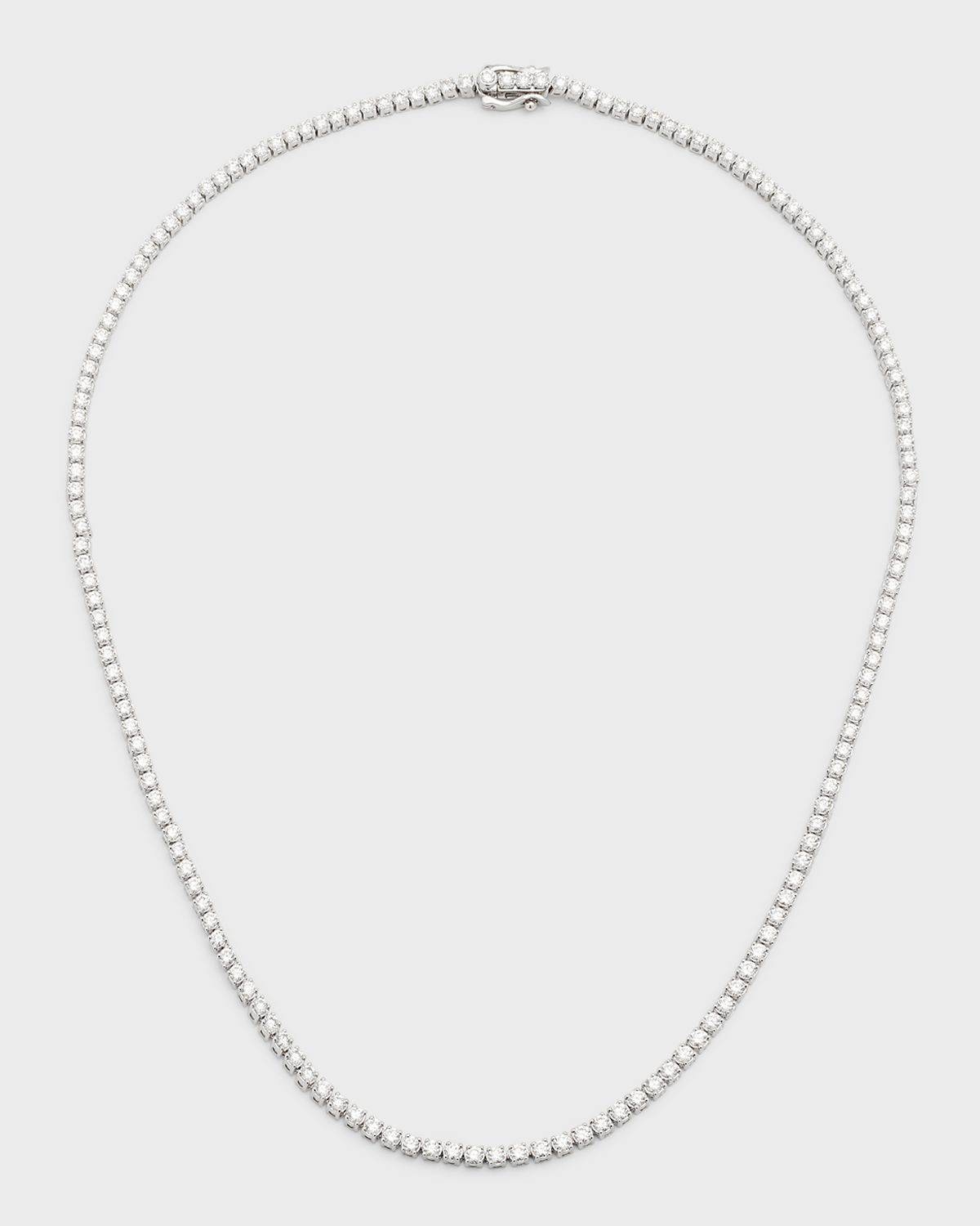 Neiman Marcus Diamonds 18K White Gold Round Diamond Line Necklace, 16.5"L, 7.0tcw