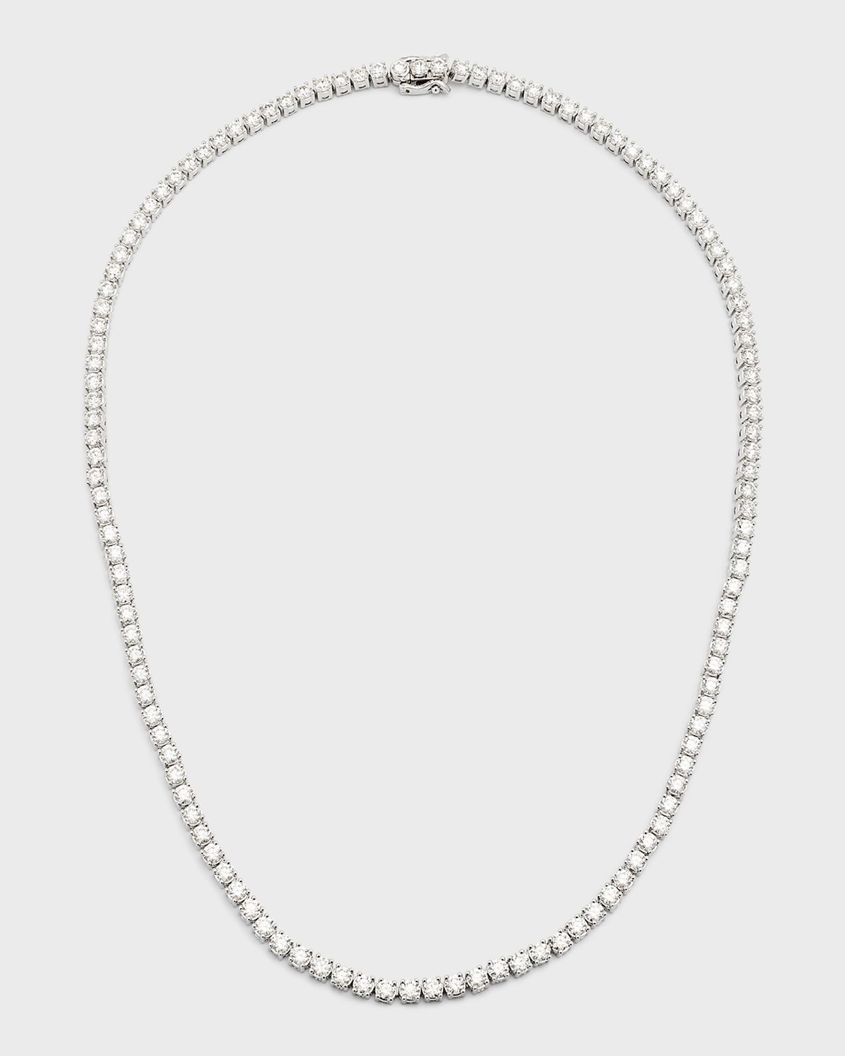 Neiman Marcus Diamonds 18K White Gold Round Diamond Line Necklace, 18"L, 15.0tcw