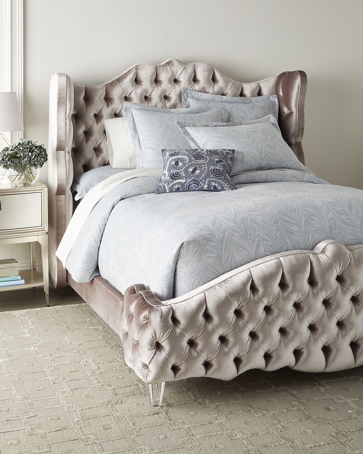 Haute House Tamara King Tufted Wingback Bed