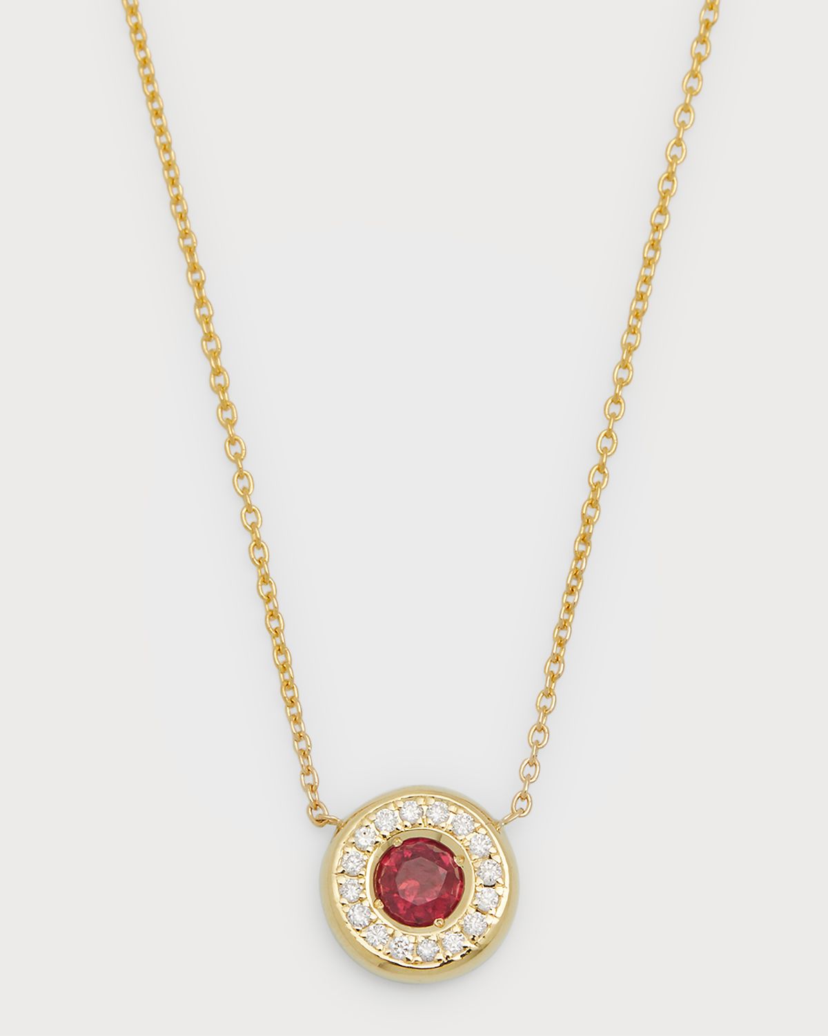 Roberto Coin 18K Gold Ruby Pendant Necklace with Diamond Halo
