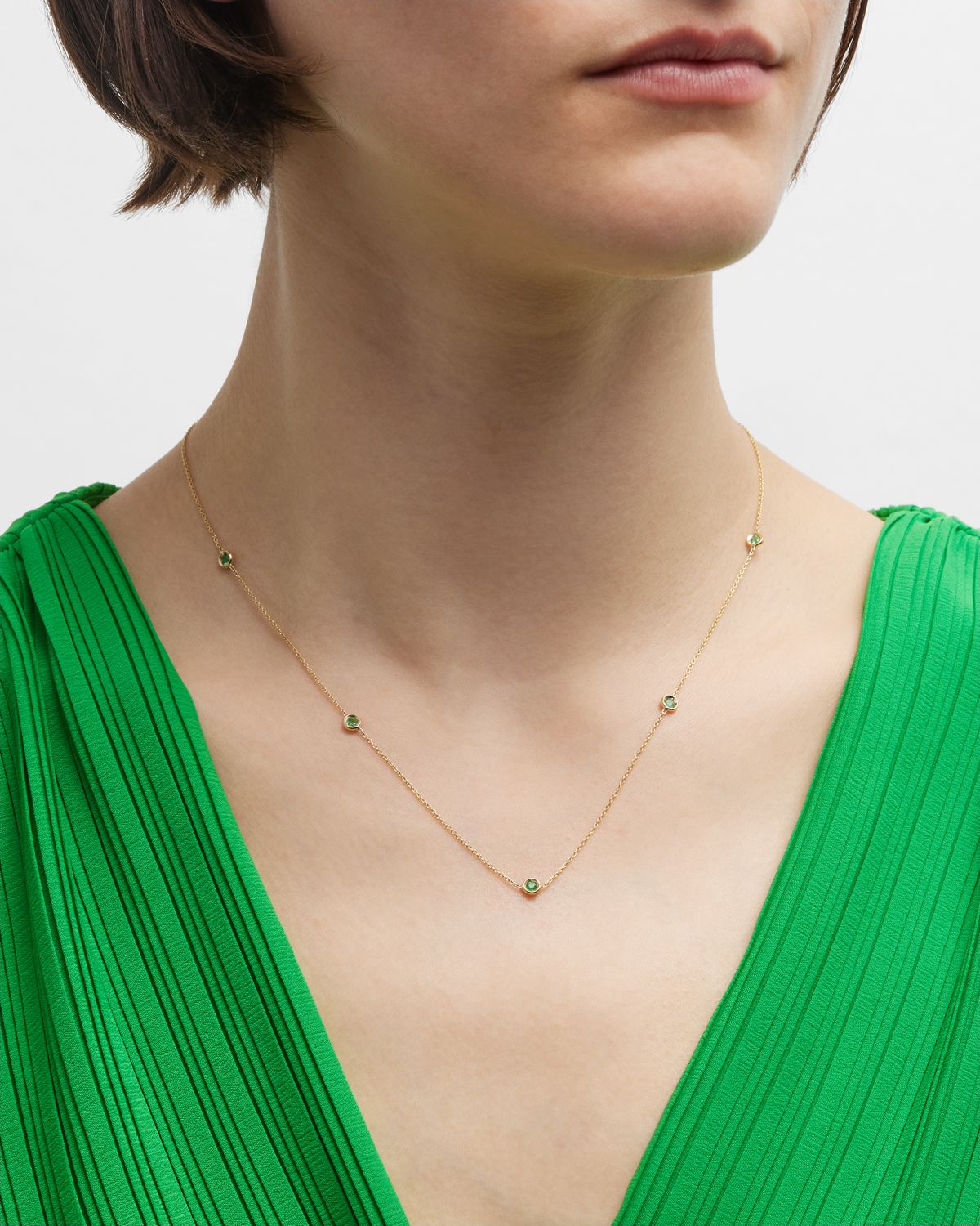 Roberto Coin 18K Yellow Gold 5-Station Emerald Necklace