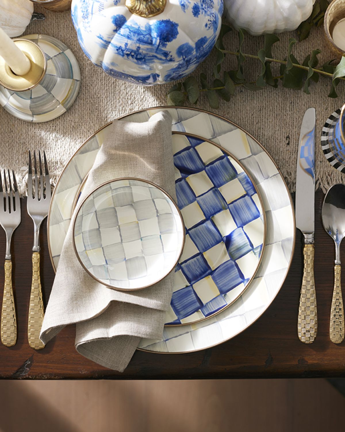 MacKenzie-Childs Sterling Check Enamel Dipping Bowl