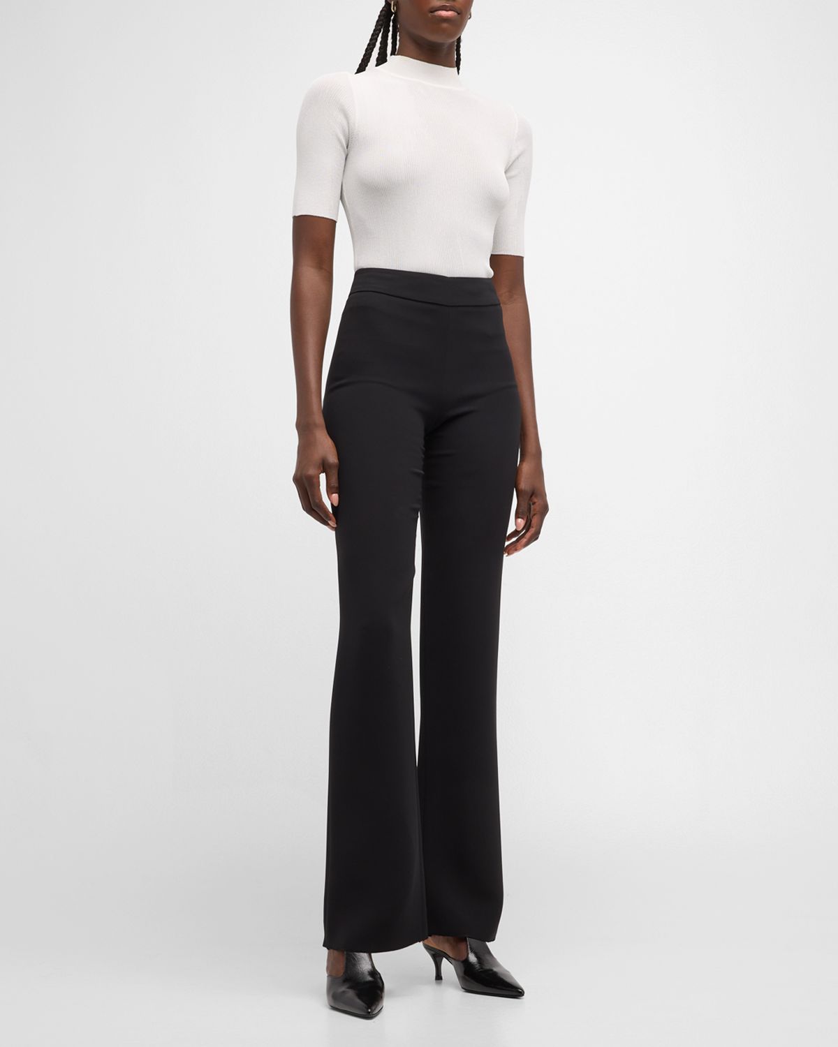 Giorgio Armani Black Cady Straight-Leg Pants
