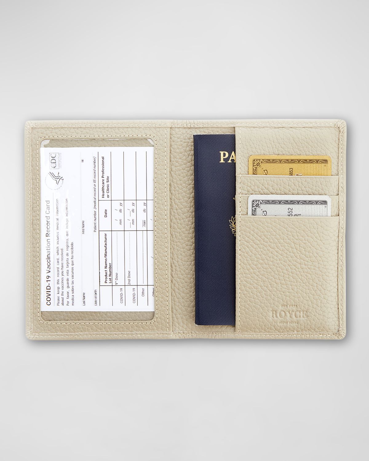 ROYCE New York Personalized Leather RFID-Blocking Passport Case