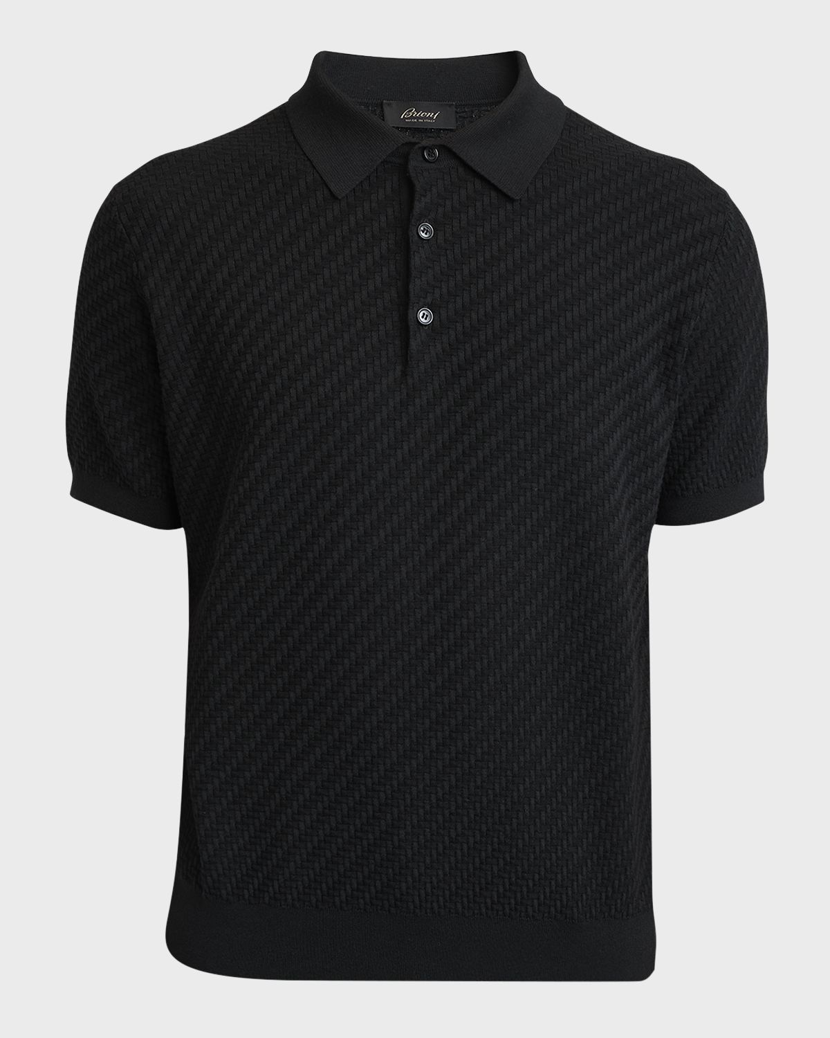 Brioni Men 's Basketweave Stitch Polo Sweater | Thumbnail 9 Brioni Men 's Basketweave Stitch Polo Sweater | Thumbnail 9