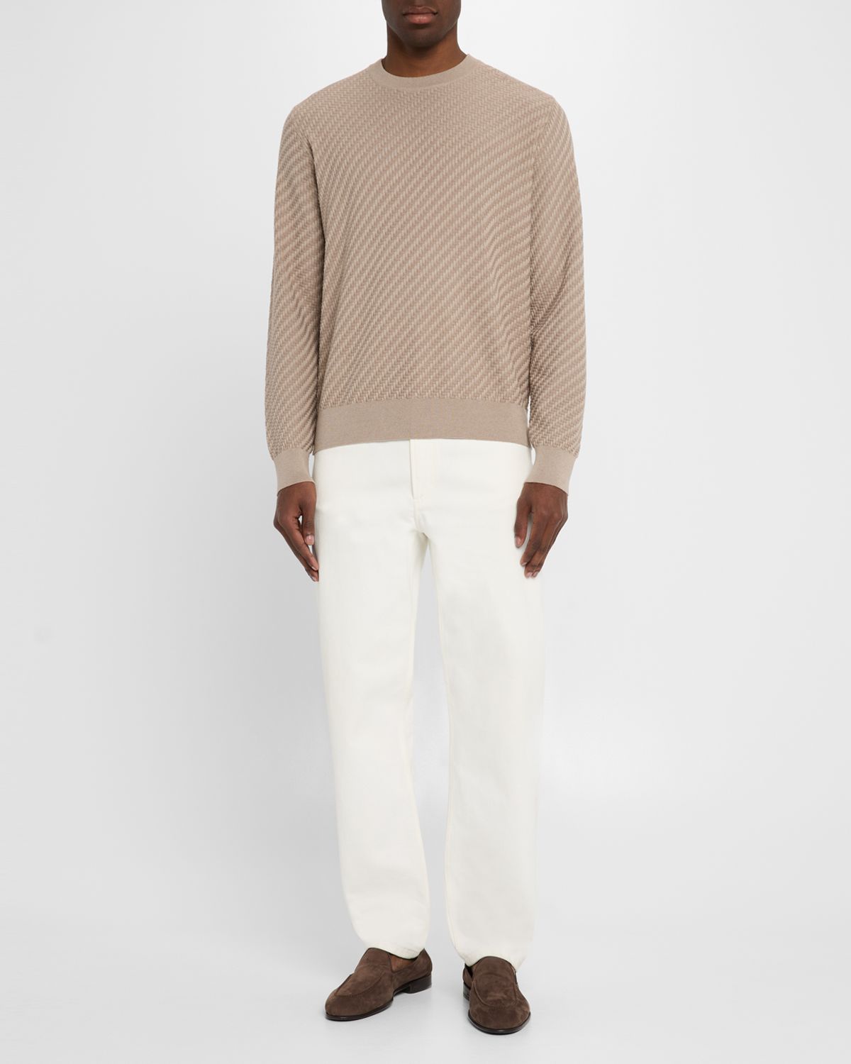 Brioni Men 's Basketweave Crew Sweater