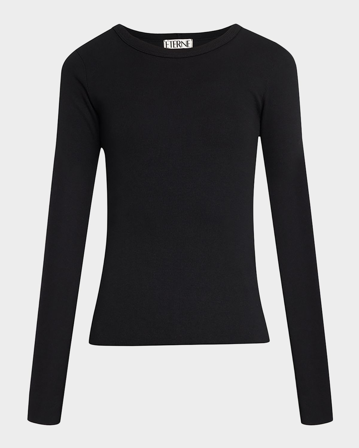 Eterne Long-Sleeve Fitted Crewneck Top