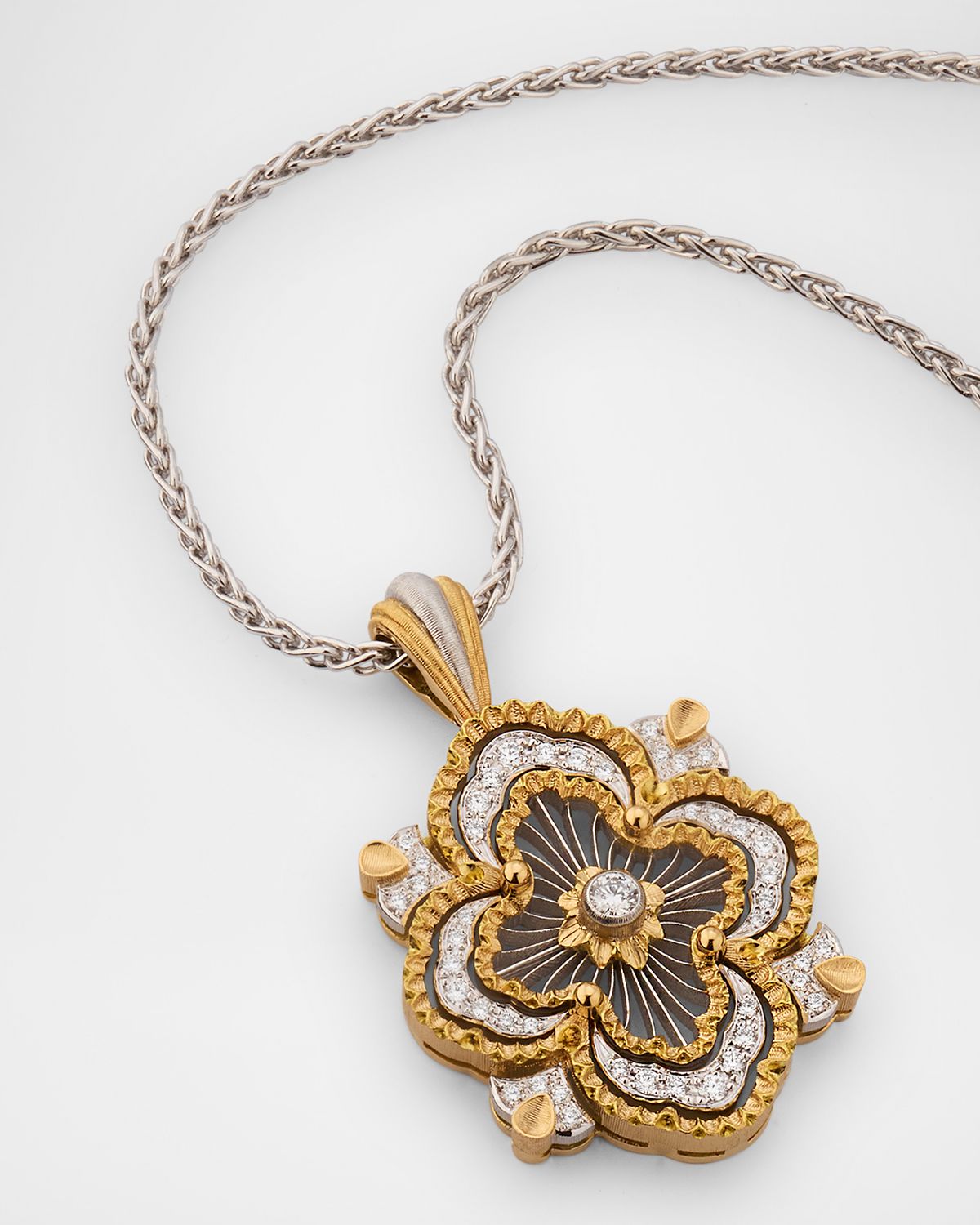 Buccellati Two-Tone 18K Gold Opera Tulle Diamond Pendant Necklace