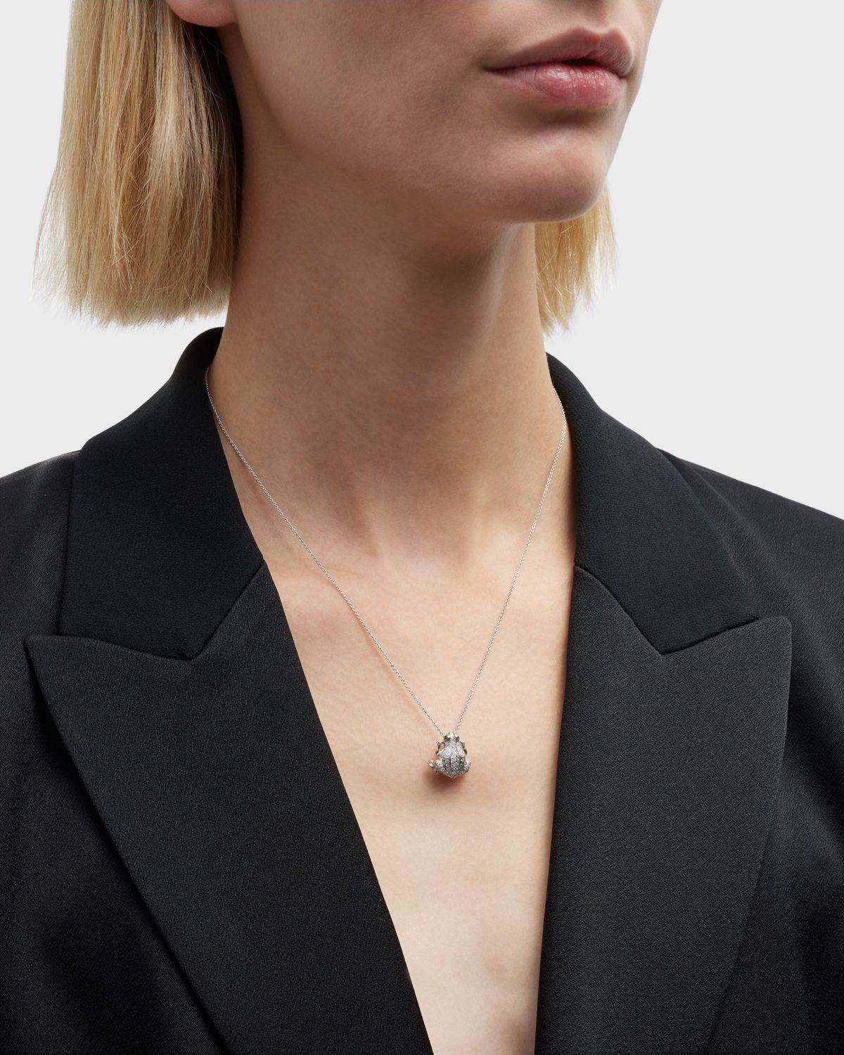 Roberto Coin 18K White Gold Diamond Frog Necklace