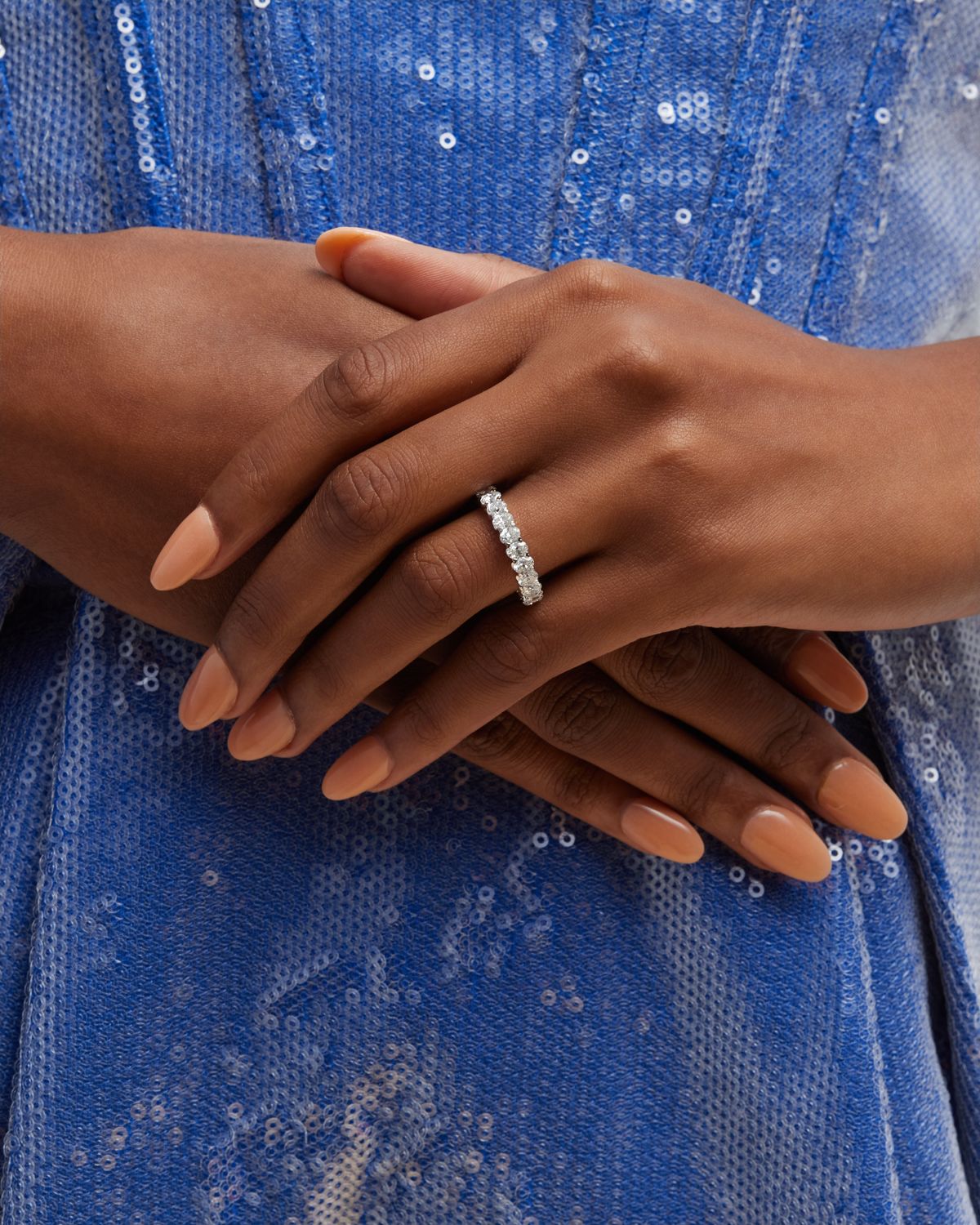 Neiman Marcus Diamonds 18K White Gold Oval Diamond Eternity Band, Size 6