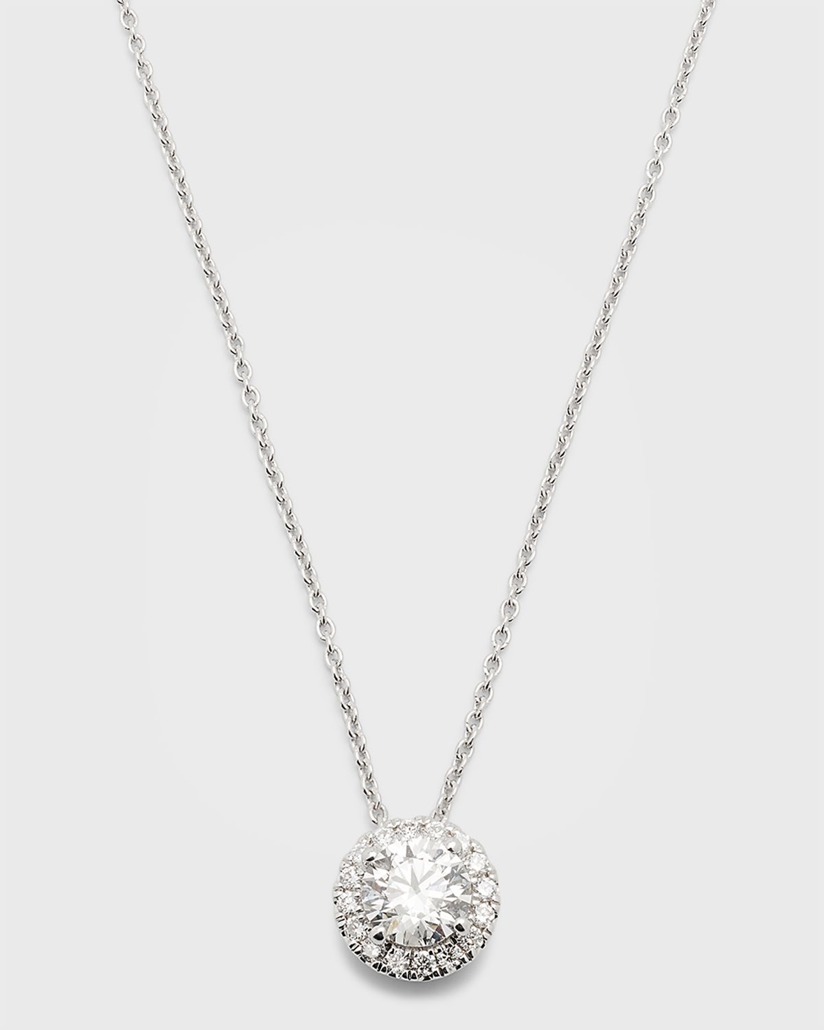 Neiman Marcus Lab Grown Diamonds Lab Grown Diamond 18K White Gold Round Halo Pendant Necklace