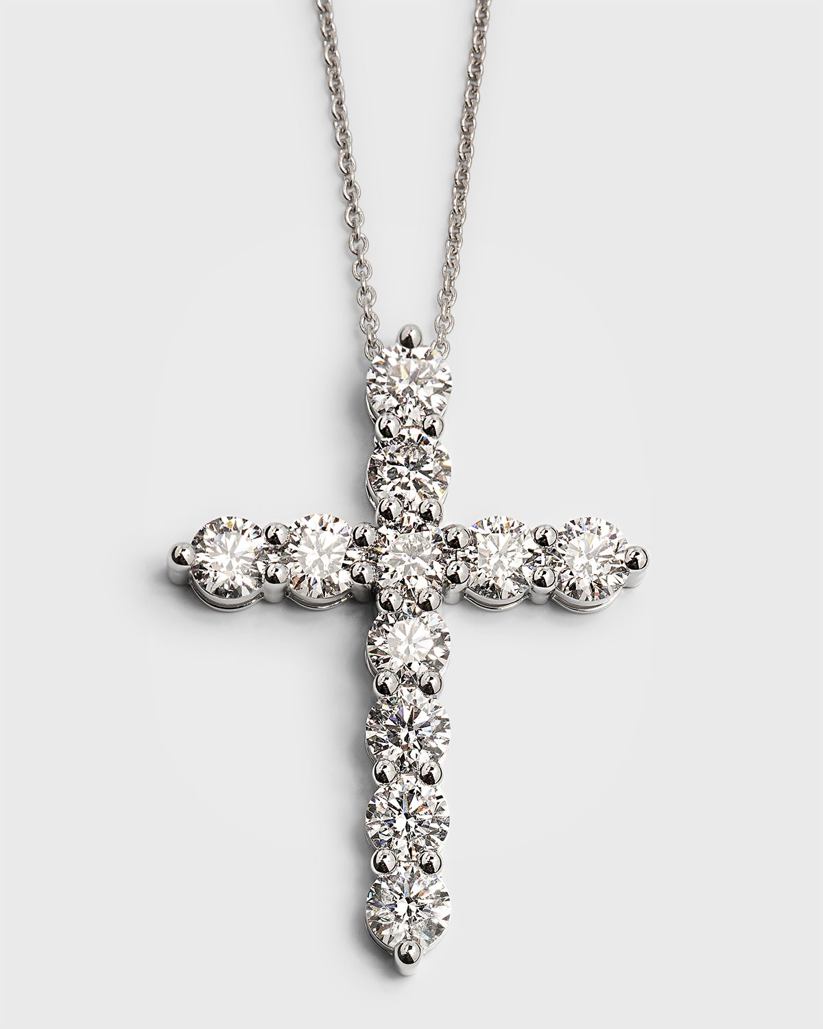 Neiman Marcus Lab Grown Diamonds Lab Grown Diamond 18K White Gold Round Cross Pendant Necklace, 5.5tcw