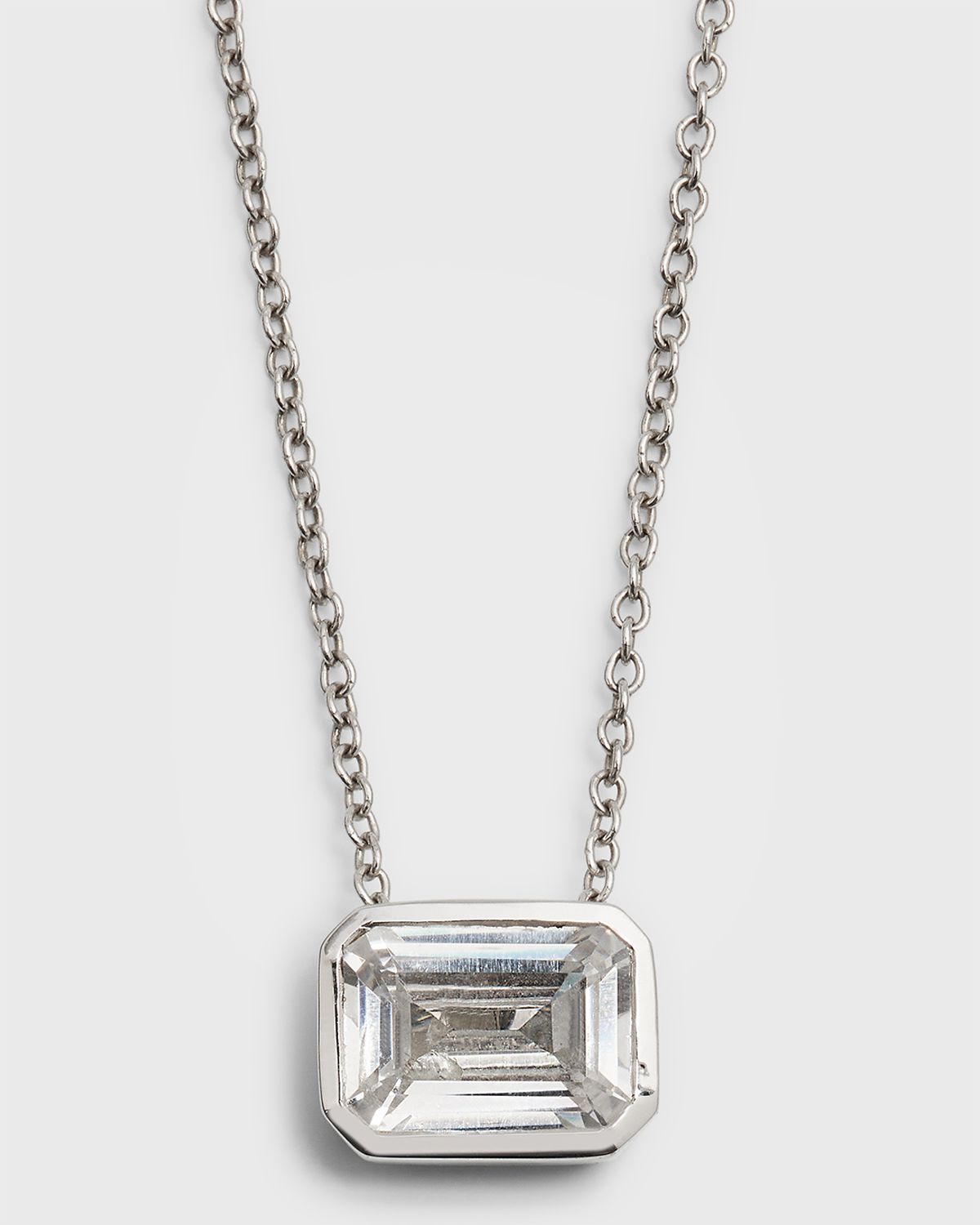 Neiman Marcus Lab Grown Diamonds Lab Grown Diamond 18K White Gold East-West Emerald-Cut Pendant Necklace