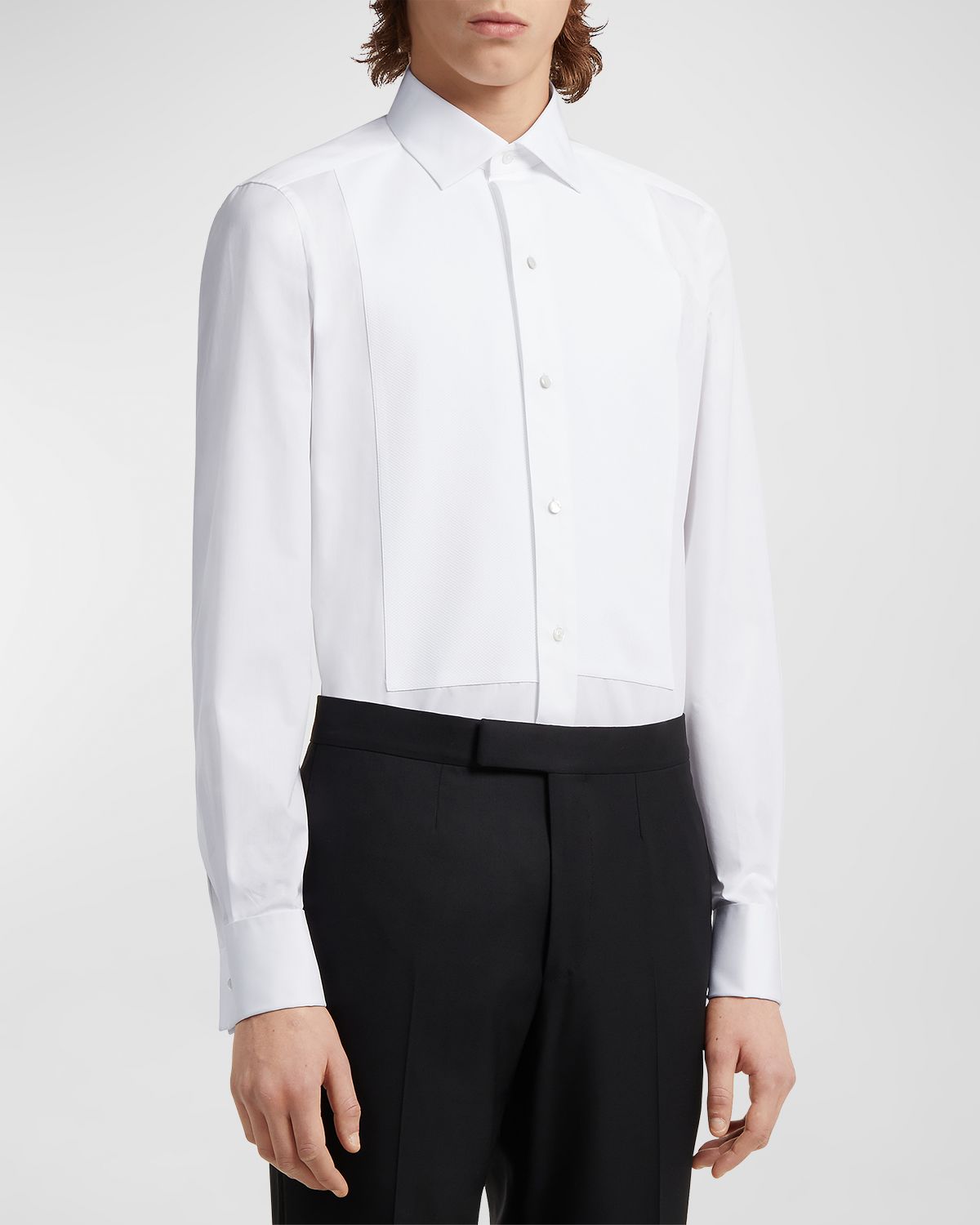 ZEGNA Men 's Formal Piquet Evening Shirt