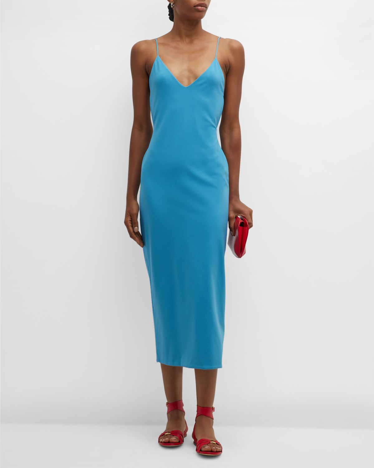Giorgio Armani Jersey Midi Dress w/ Strappy Back