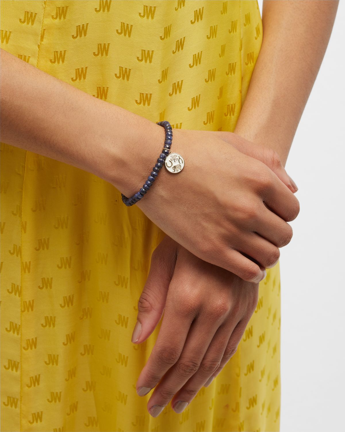 Sydney Evan 6mm Blue Sapphire Corundum Faceted Rondelle Bracelet With Luck Tableau Medallion