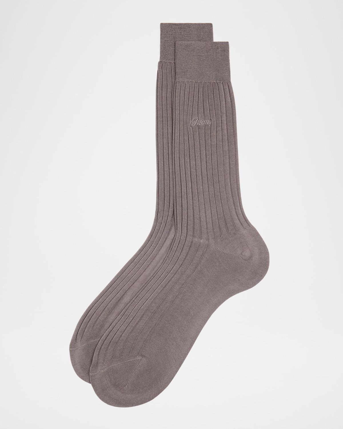 Brioni Men 's Ribbed Cotton Crew Socks