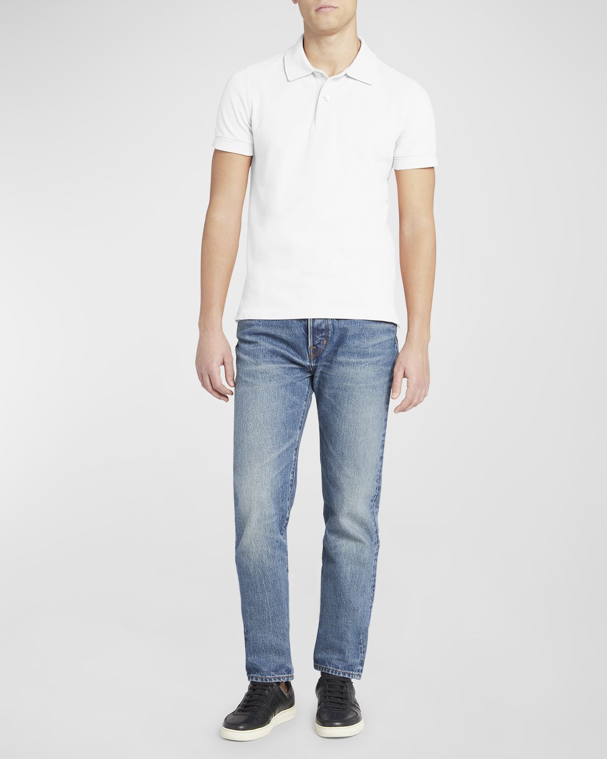 TOM FORD Men 's Cotton Pique Polo Shirt