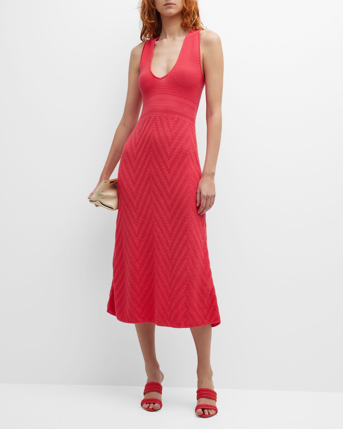Emporio Armani Scoop-Neck Chevron Crochet Midi Dress | Thumbnail 8 Emporio Armani Scoop-Neck Chevron Crochet Midi Dress | Thumbnail 8