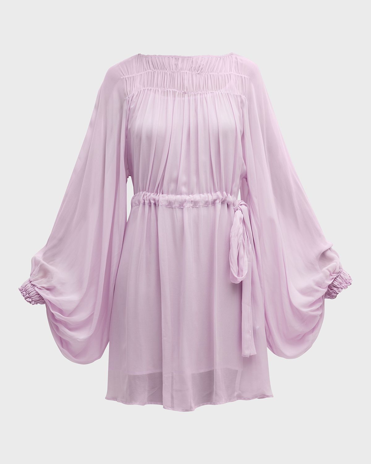 Emporio Armani Pleated Poet-Sleeve Georgette Dress | Thumbnail 8
