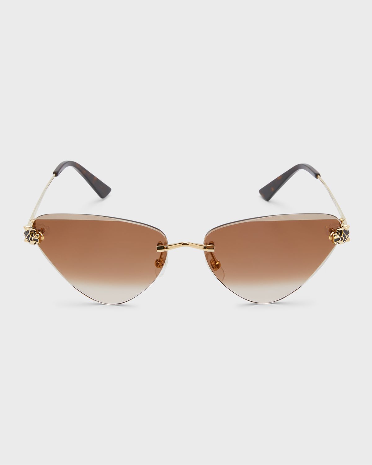 Cartier Panthère Rimless Cat-Eye Metal Sunglasses
