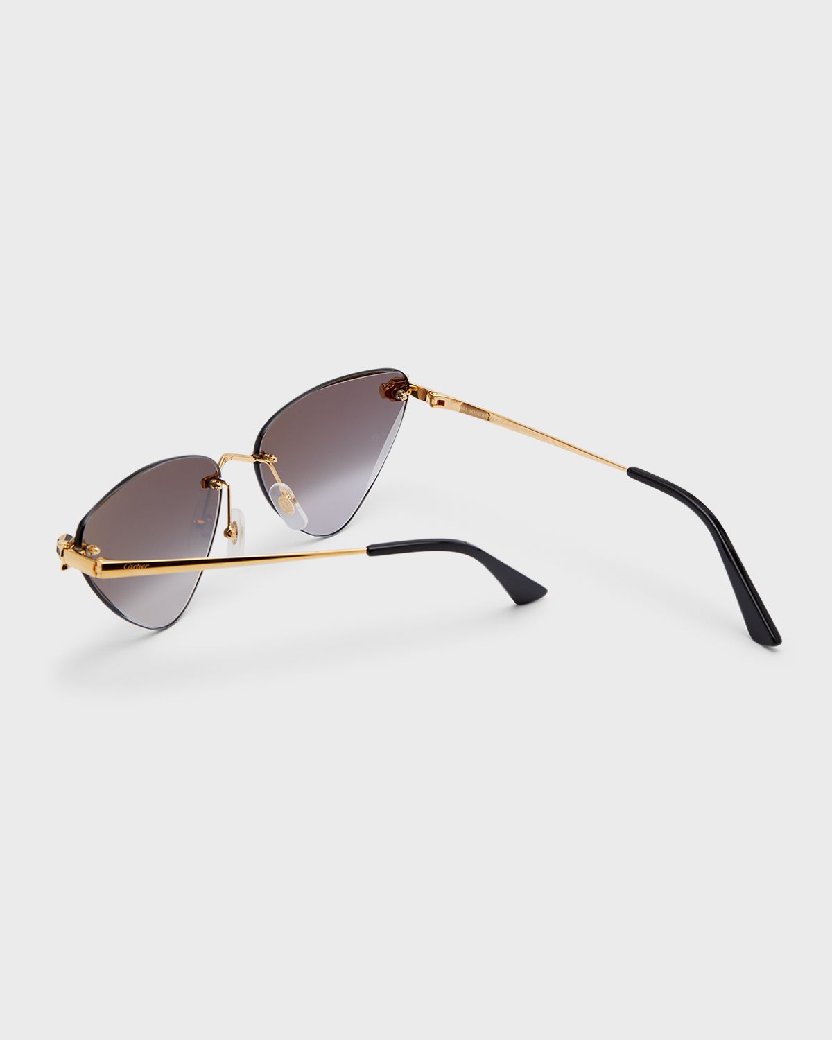 Cartier Panthère Rimless Cat-Eye Metal Sunglasses