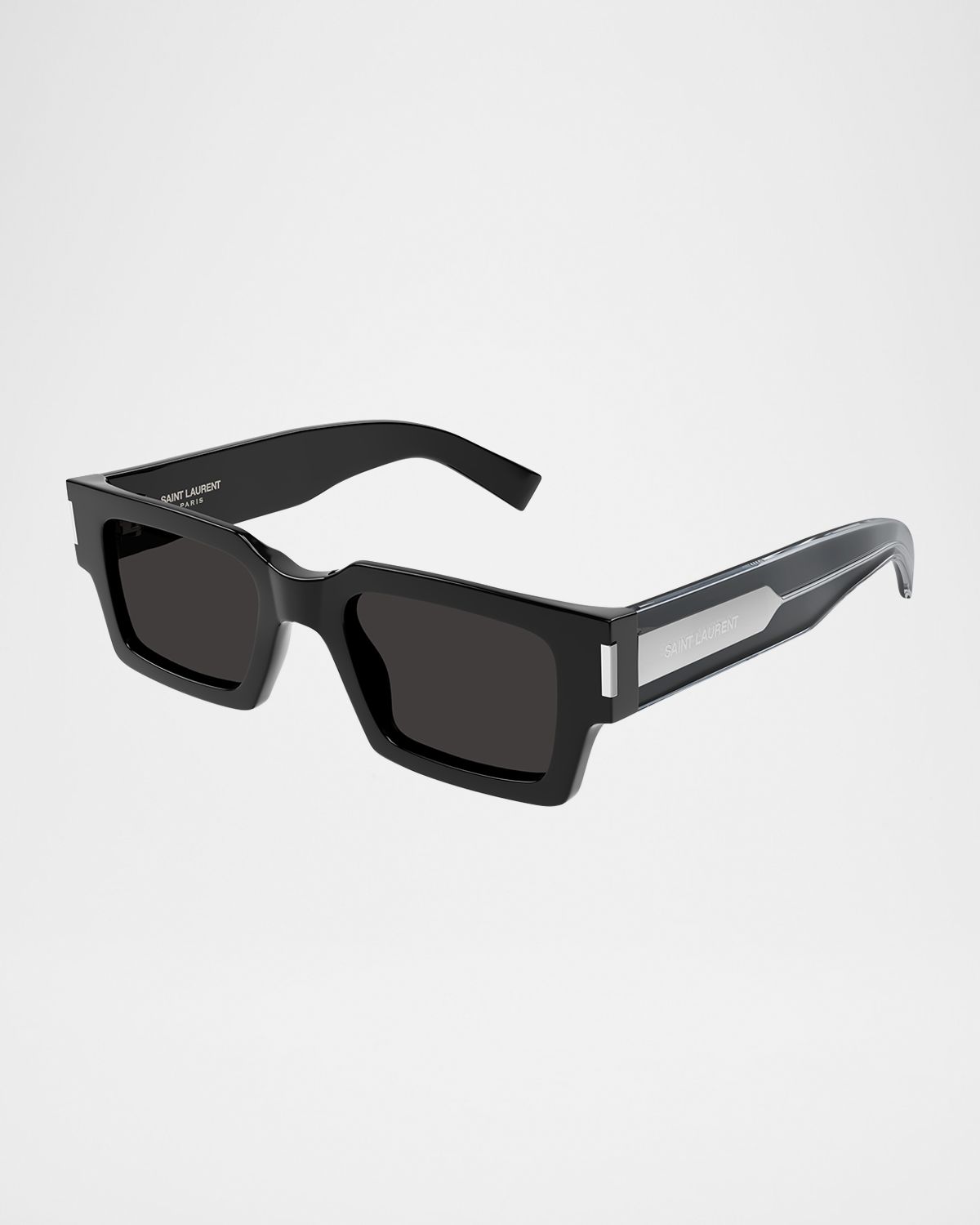 Saint Laurent Men 's Rectangle Acetate Sunglasses with Logo