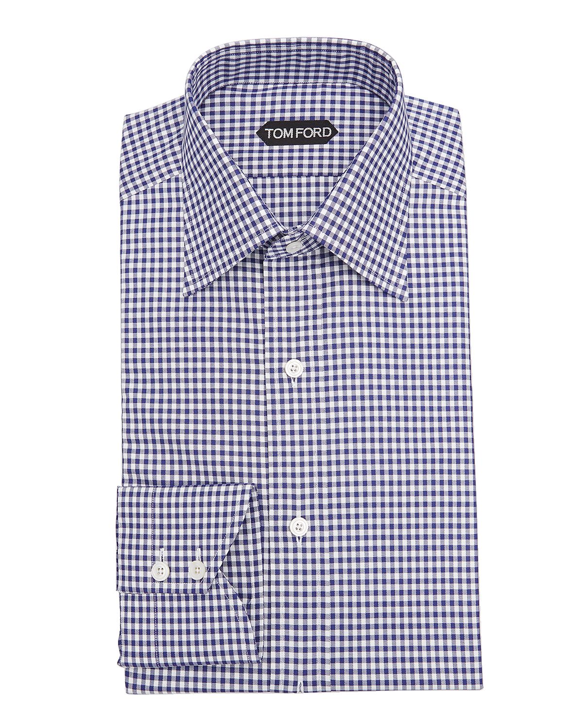 TOM FORD Men 's Gingham Check Slim Fit Dress Shirt | Thumbnail 3 TOM FORD Men 's Gingham Check Slim Fit Dress Shirt | Thumbnail 3