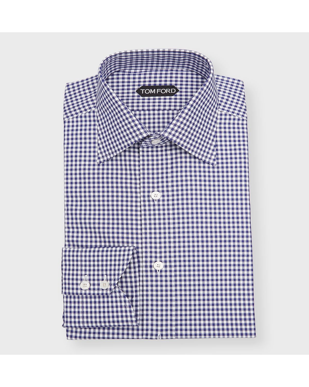 TOM FORD Men 's Gingham Check Slim Fit Dress Shirt | Thumbnail 4 TOM FORD Men 's Gingham Check Slim Fit Dress Shirt | Thumbnail 4