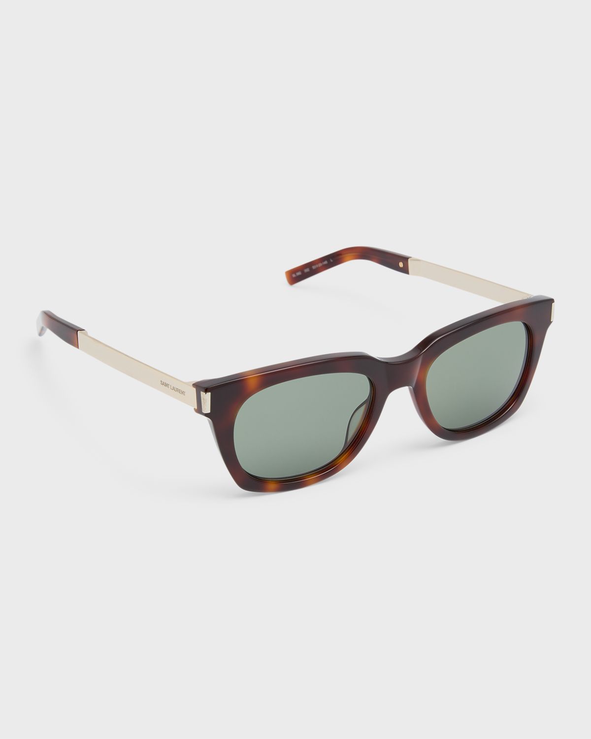 Saint Laurent Engraved Logo Rectangle Mixed-Media Sunglasses