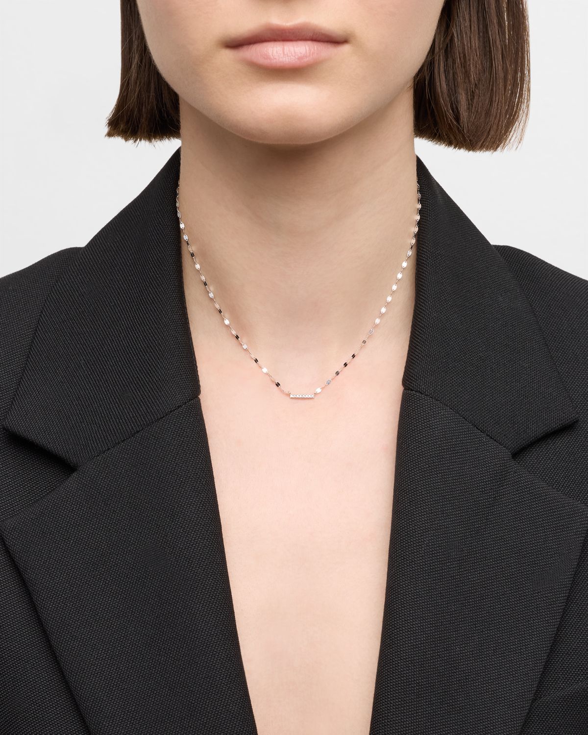 LANA 14K Gold Flawless Mini Diamond Bar Pendant Necklace