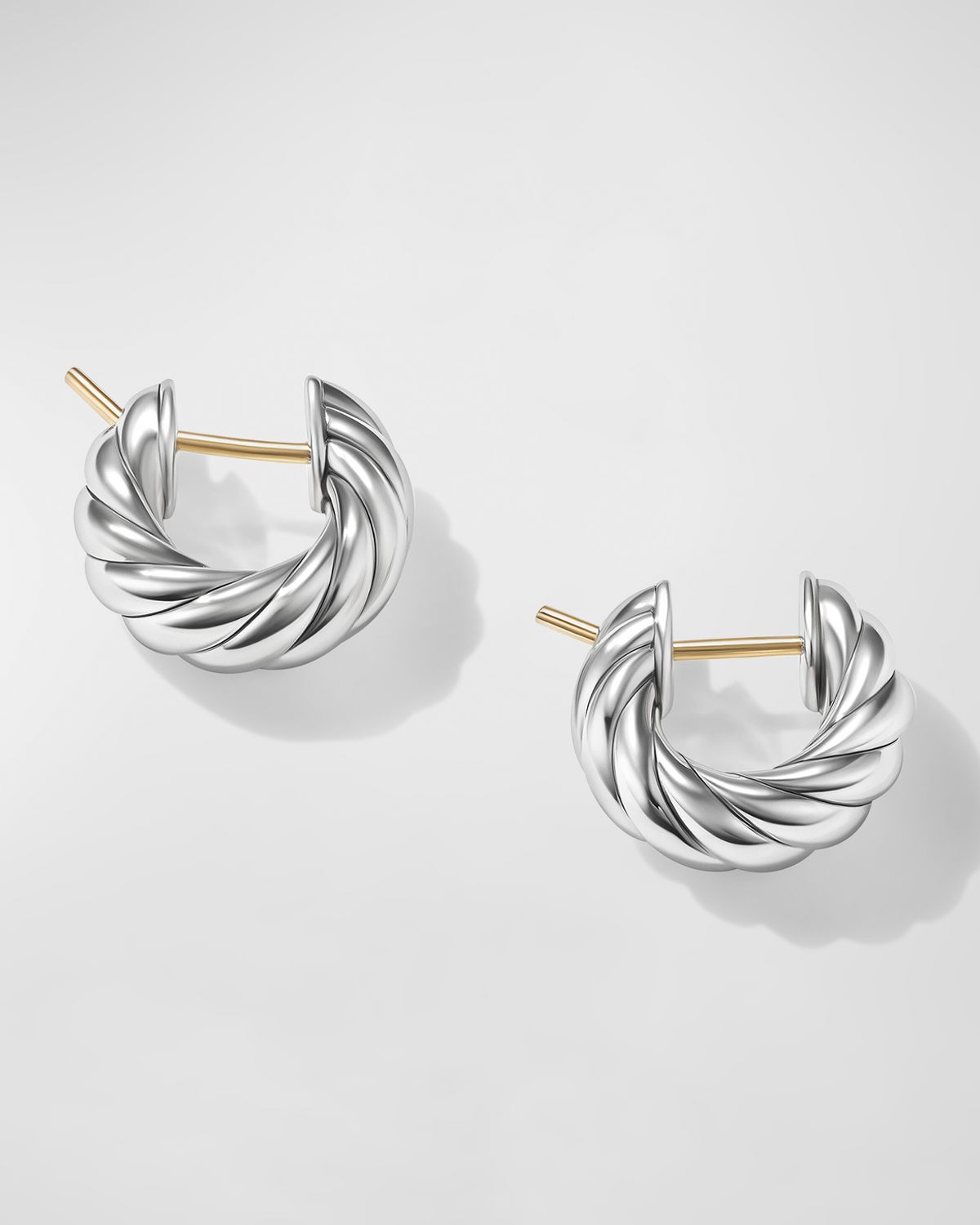 David Yurman Sculpted Cable Hoop Earrings in Silver, 5.4mm, 0.5"L