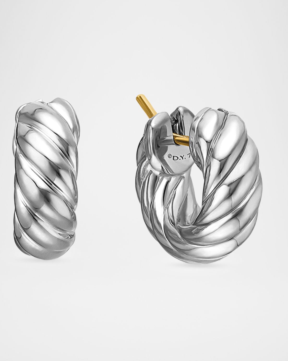 David Yurman Sculpted Cable Hoop Earrings in Silver, 5.4mm, 0.5"L