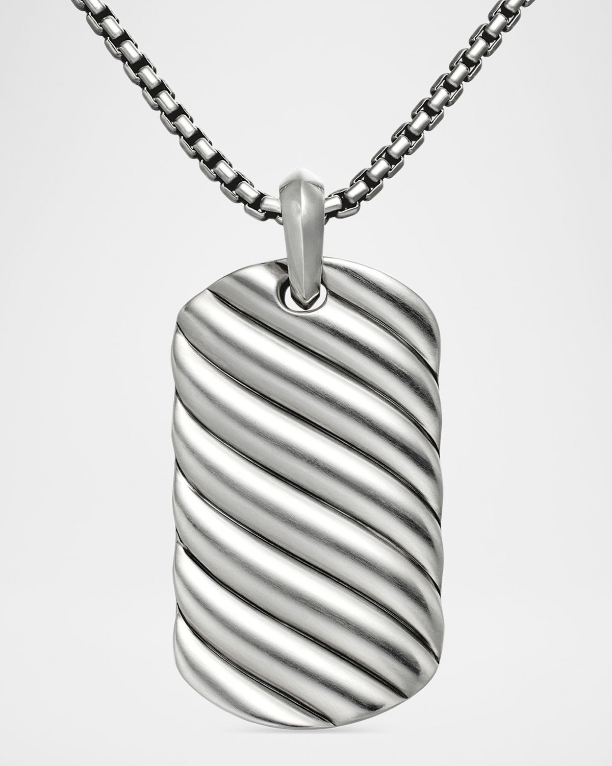 David Yurman Men 's Sculpted Cable Tag Pendant in Silver, 42mm