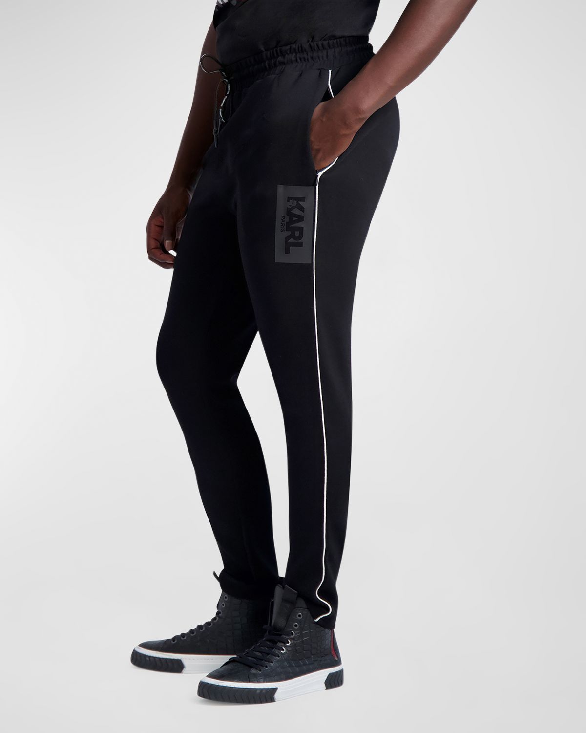 Karl Lagerfeld Paris Men 's Logo Side Piping Track Pants | Thumbnail 3 Karl Lagerfeld Paris Men 's Logo Side Piping Track Pants | Thumbnail 3